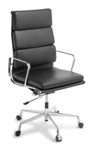 Eames Replica_Soft Pad_Highback_Chrome Frame_Black Leather
