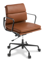 Eames Replica_Soft Pad_Midback_Black Frame_Tan Leather