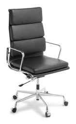 Eames Replica_Soft Pad_Highback_Chrome Frame_Black Leather