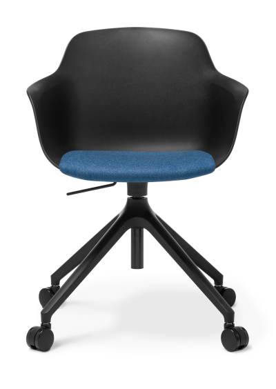 Loria Armchair Swivel Castors Black Seat Uph Augustus Denim