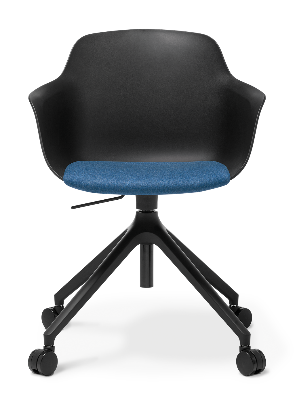 Loria Armchair Swivel Castors Black Seat Uph Augustus Denim