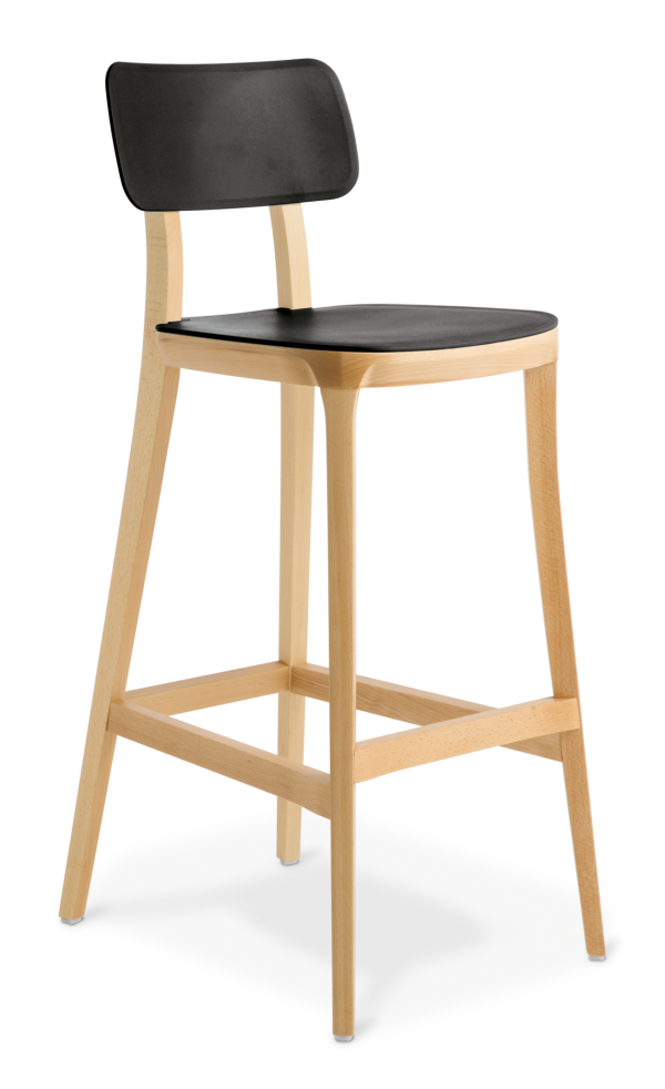 Polka Barstool Black Natural Beech Frame